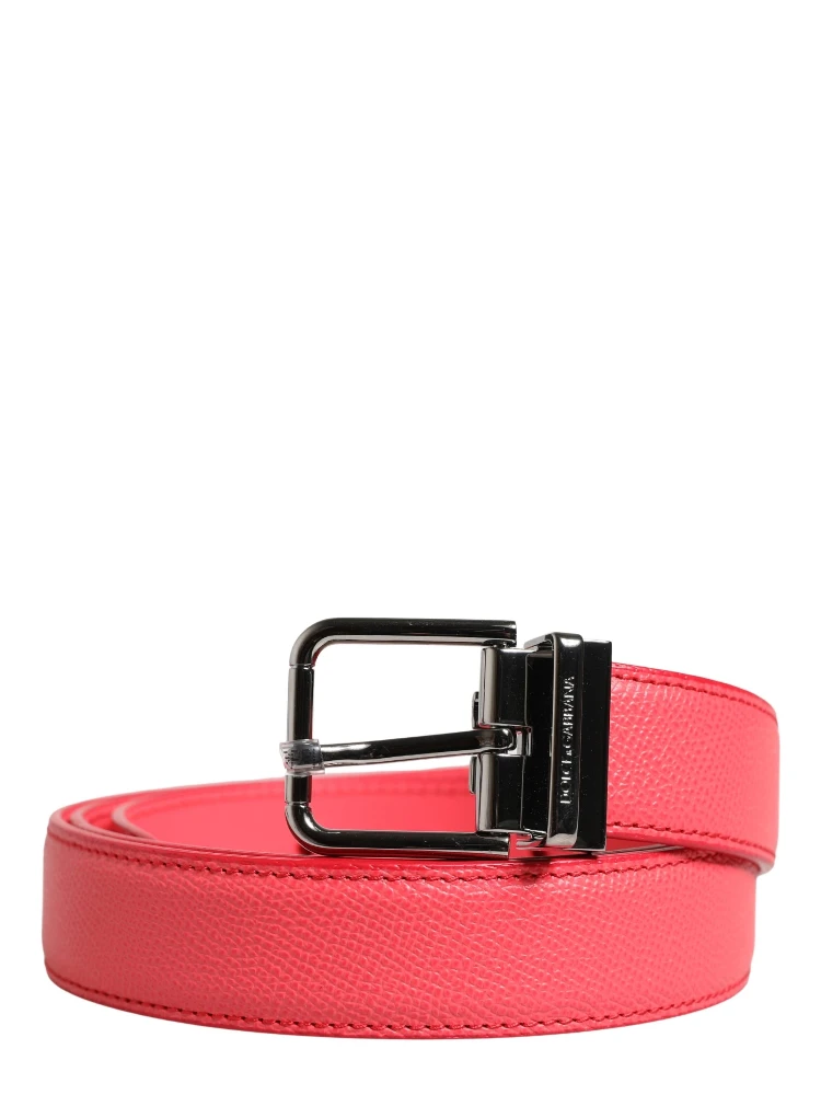 Pink Calf Leather Silver Metal Buckle Belt alternative