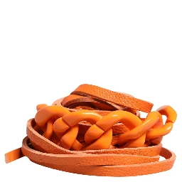 Orange Leather Chain Waist Metal Buckle Belt