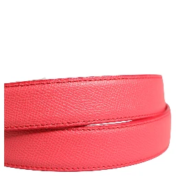 Pink Calf Leather Silver Metal Buckle Belt
