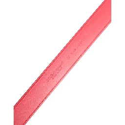 Pink Calf Leather Silver Metal Buckle Belt