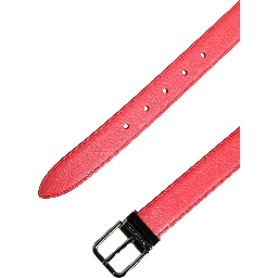 Pink Calf Leather Silver Metal Buckle Belt