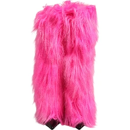 Pink Faux Fur Leather High Heels Boots Shoes