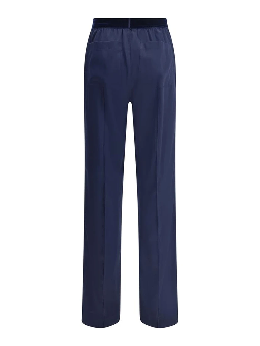 Blue Elastane Casual Pants