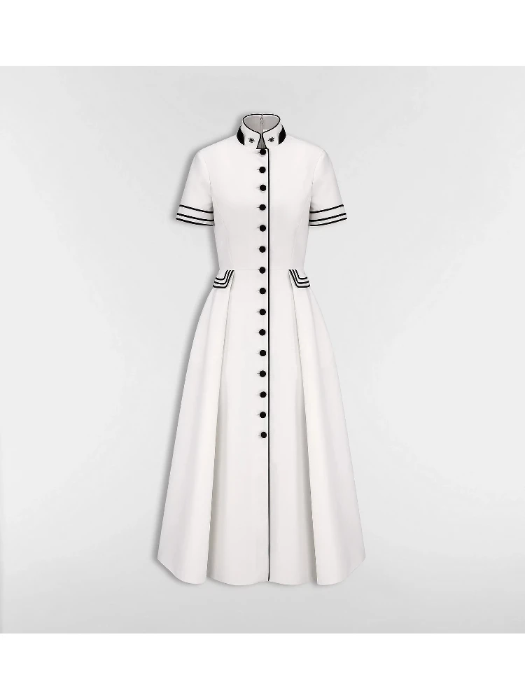 Midi chemisier dress in wool blend