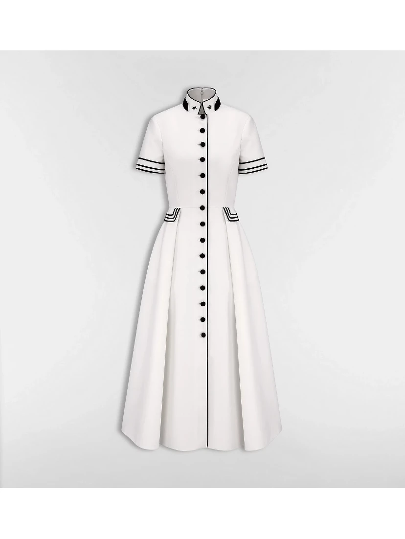 Midi chemisier dress in wool blend