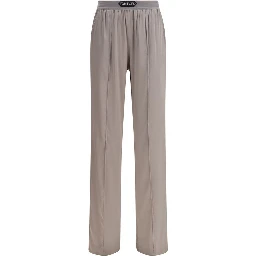 Silver Elastane Casual Pants