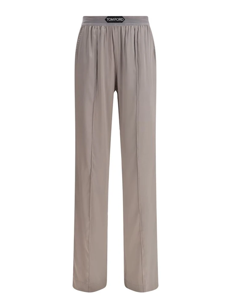 Silver Elastane Casual Pants