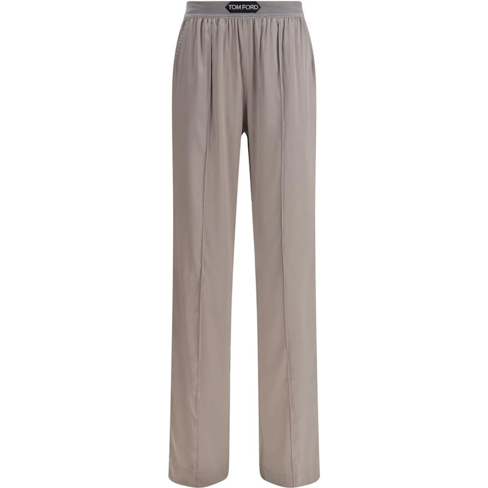 Silver Elastane Casual Pants
