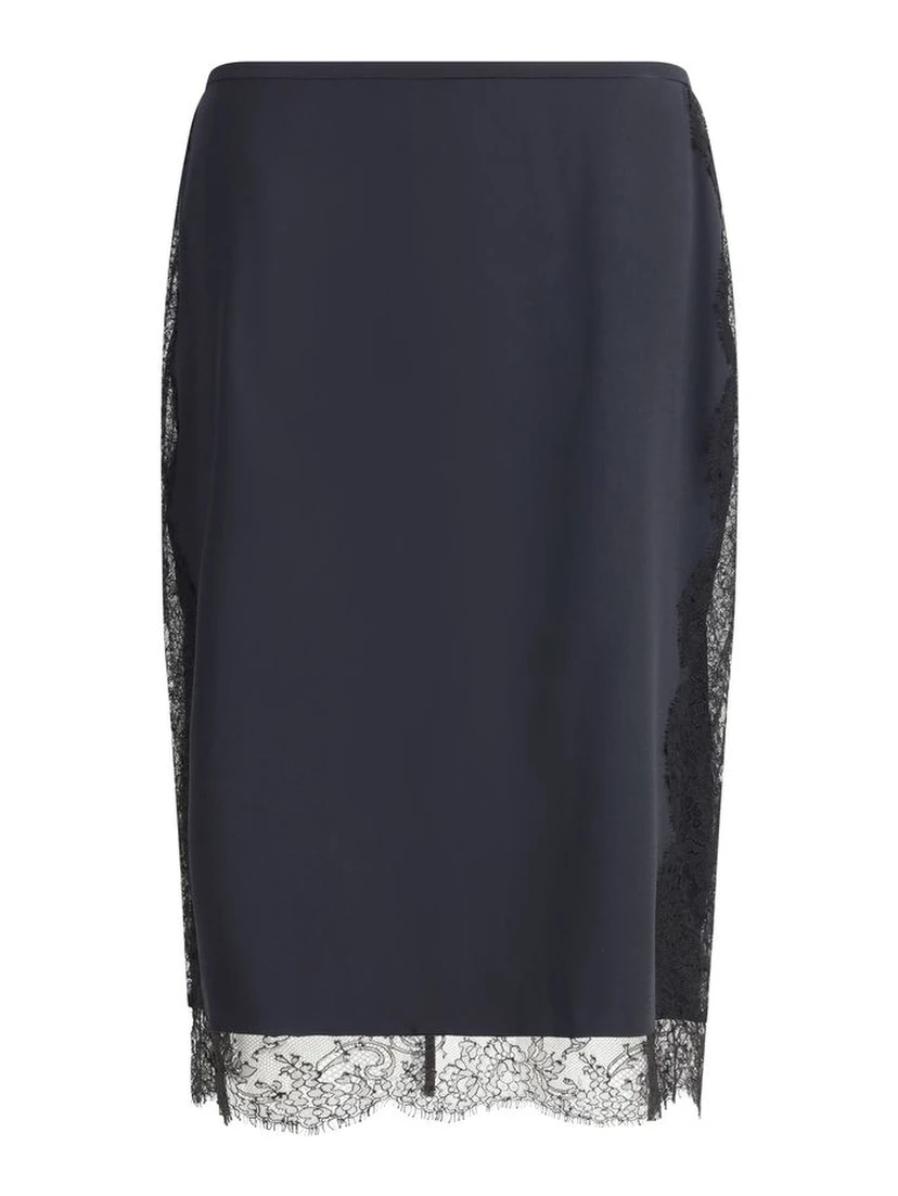 Black Silk Midi Skirt