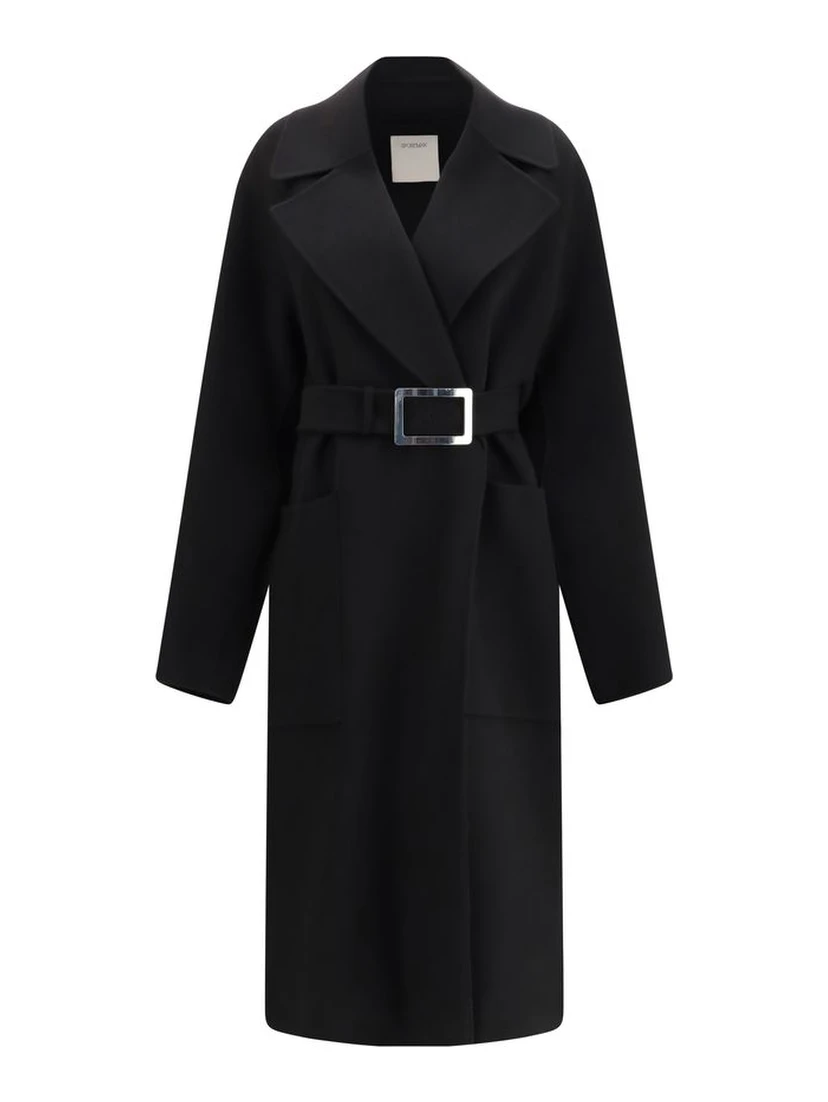 Black Fleece Wool Coat