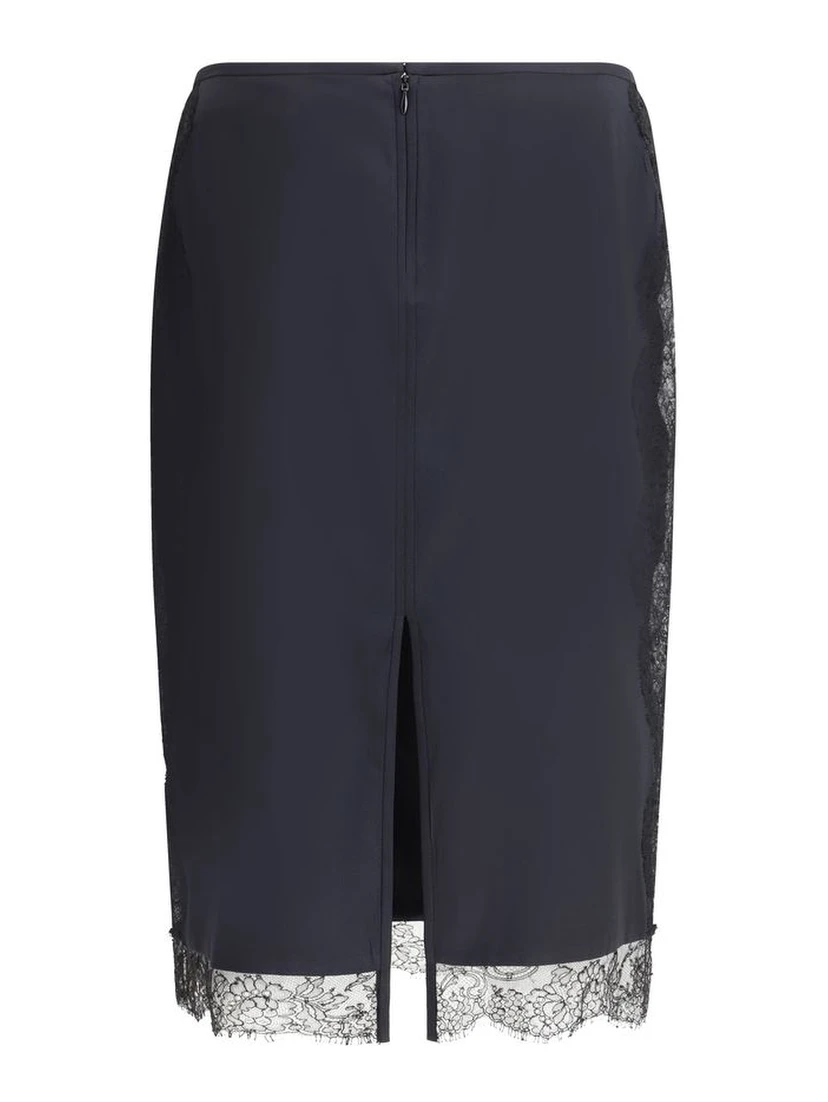 Black Silk Midi Skirt