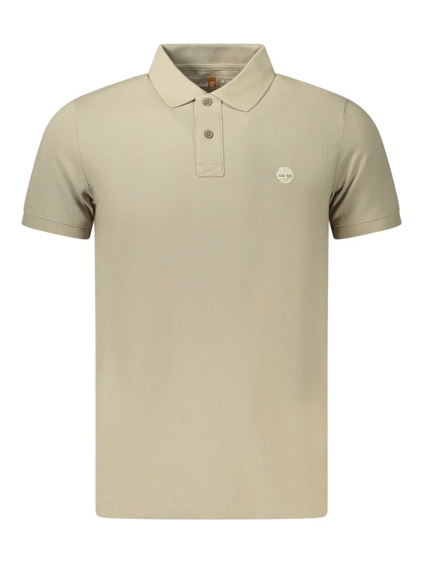 Beige Cotton Men Polo Shirt