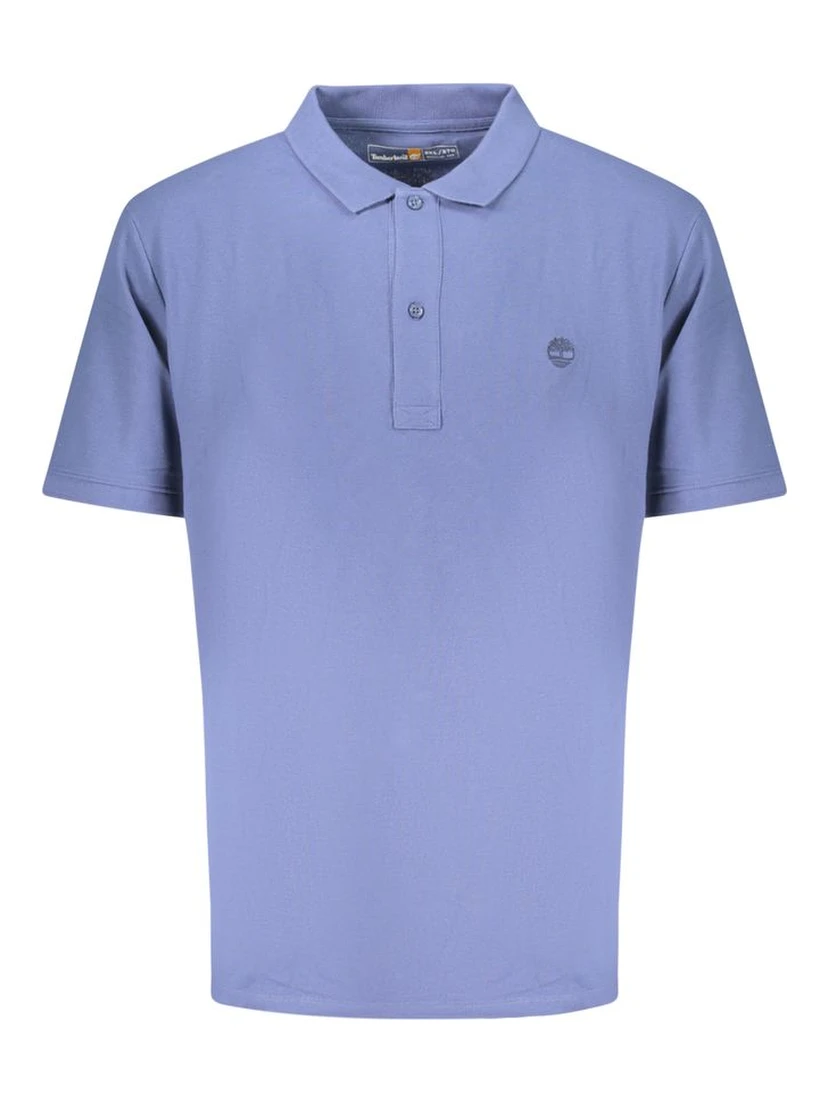 Blue Cotton Men Polo