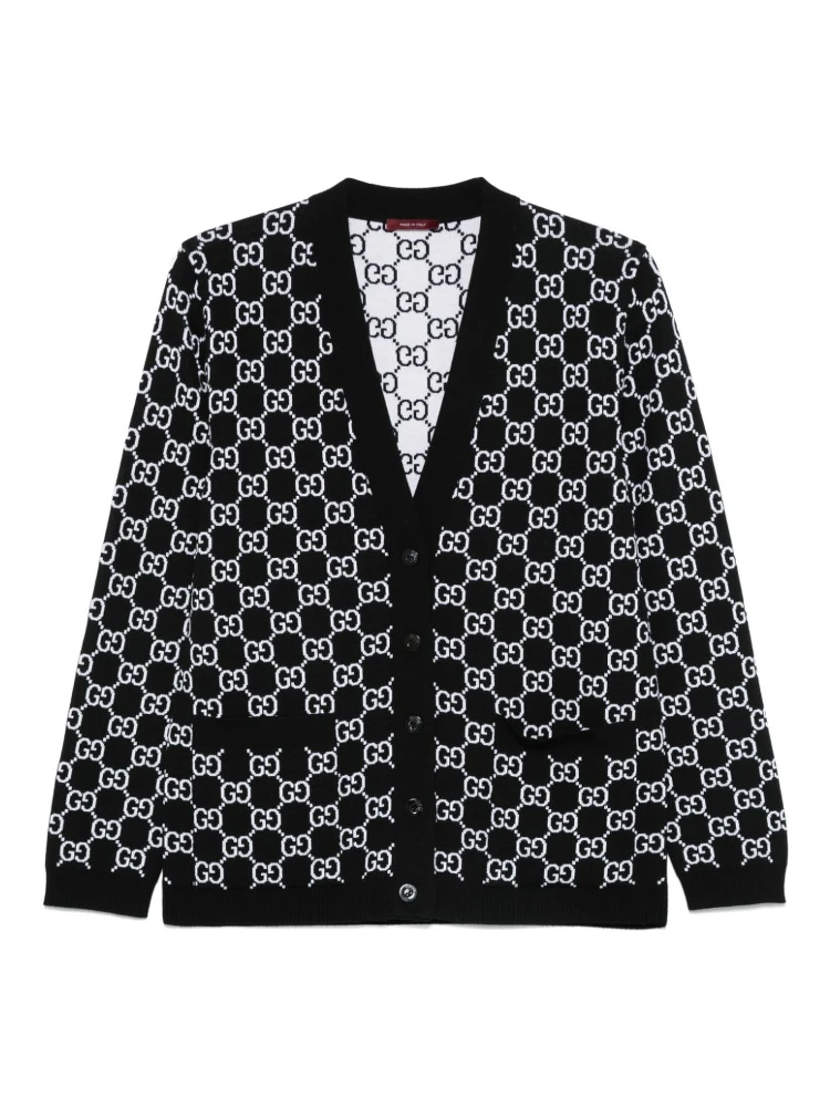 Reversible GG wool jacquard cardigan