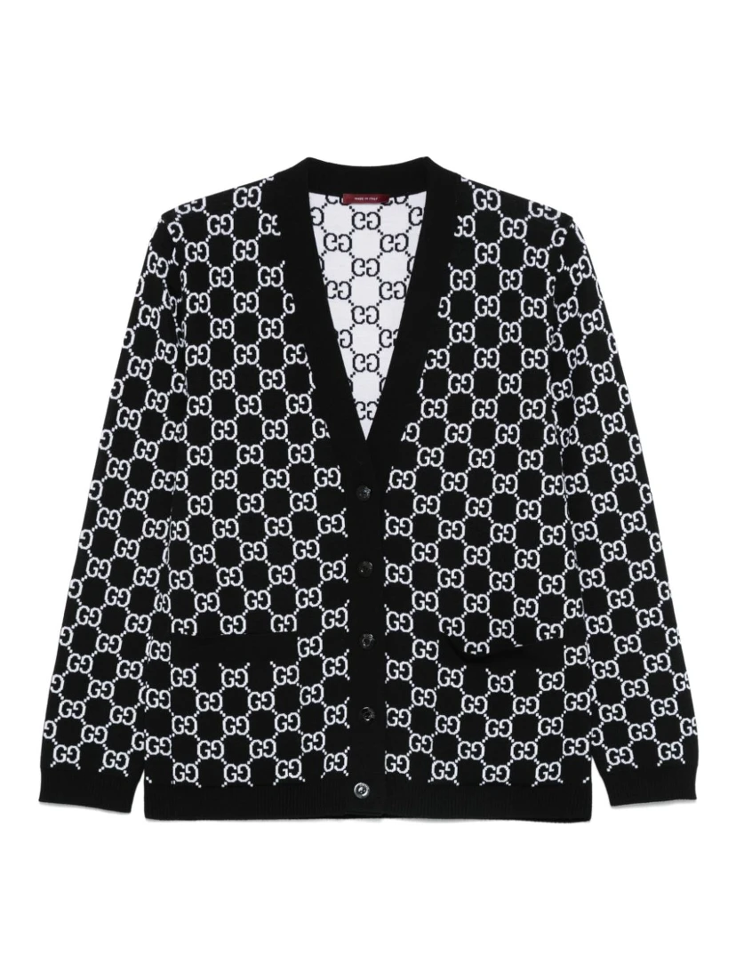 Reversible GG wool jacquard cardigan
