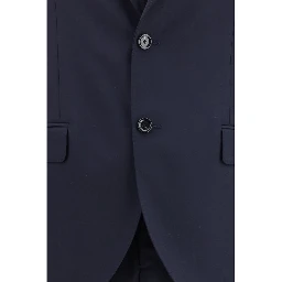 Blue Fleece Wool Two-Piece Suit