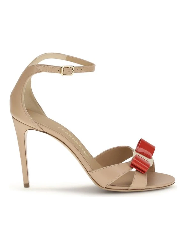 Beige Calf Leather Bos Taurus Stiletto Heel Sandals