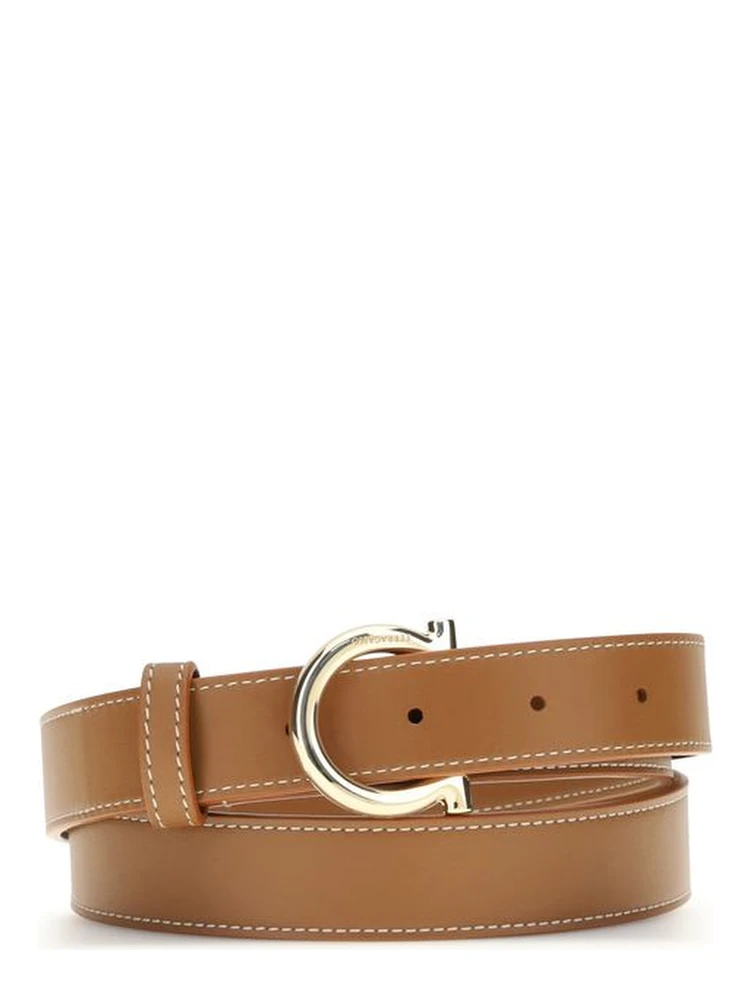 Beige Calf Leather Bos Taurus Regular Belt