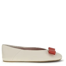White Calf Leather Bos Taurus Ballet Flats